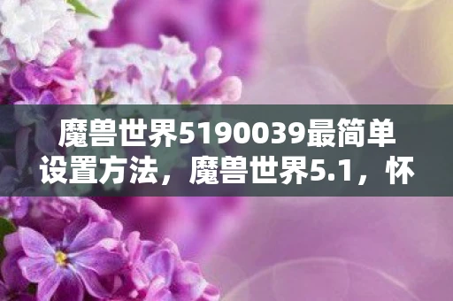 魔兽世界5190039最简单设置方法，魔兽世界5.1，怀旧服与经典重制的背后故事
