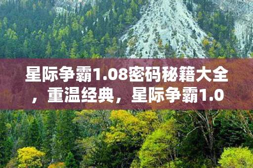 星际争霸1.08密码秘籍大全，重温经典，星际争霸1.08版本回顾