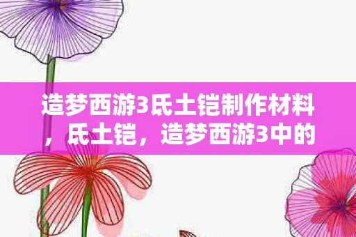 造梦西游3氐土铠制作材料，氐土铠，造梦西游3中的神秘铠甲