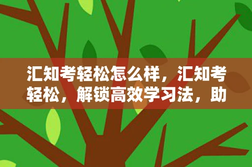 汇知考轻松怎么样，汇知考轻松，解锁高效学习法，助你轻松应对考试