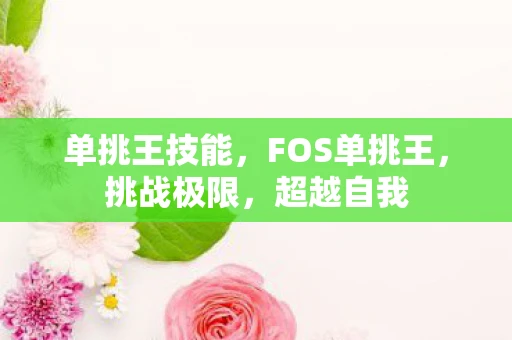 单挑王技能，FOS单挑王，挑战极限，超越自我