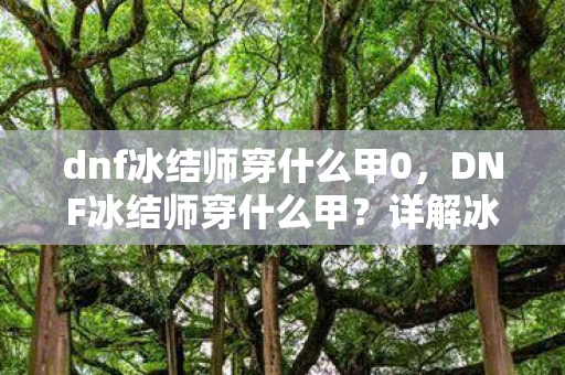 dnf冰结师穿什么甲0，DNF冰结师穿什么甲？详解冰结师装备选择