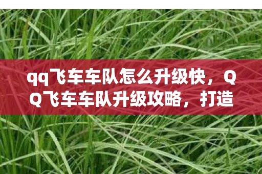 qq飞车车队怎么升级快，QQ飞车车队升级攻略，打造顶级车队，提升车队实力