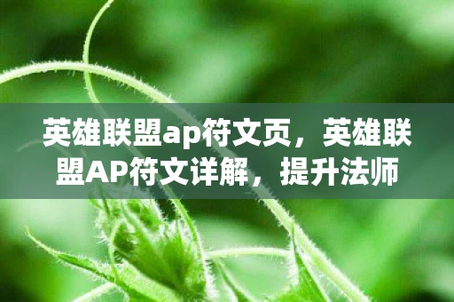英雄联盟ap符文页，英雄联盟AP符文详解，提升法师输出的关键