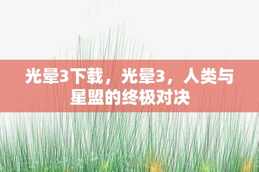 光晕3下载，光晕3，人类与星盟的终极对决