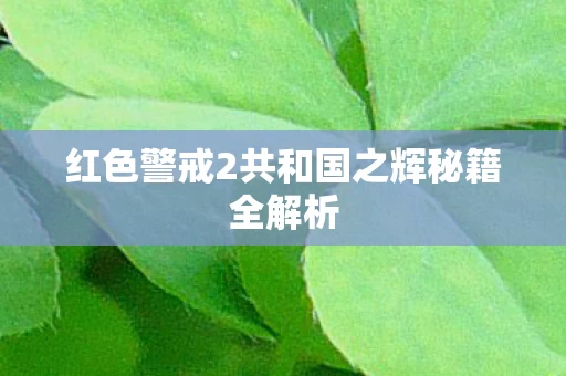红色警戒2共和国之辉秘籍全解析