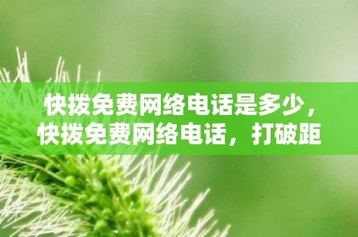 快拨免费网络电话是多少，快拨免费网络电话，打破距离限制，让沟通无界限