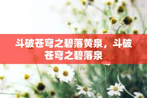 斗破苍穹之碧落黄泉，斗破苍穹之碧落泉