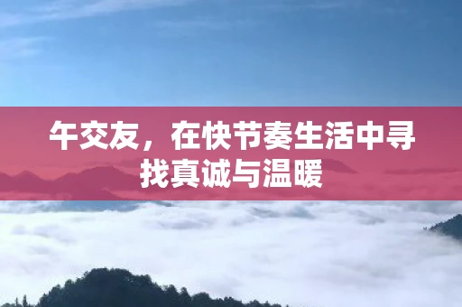 午交友，在快节奏生活中寻找真诚与温暖