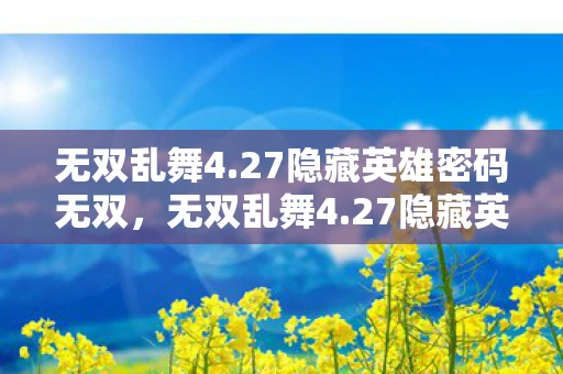 无双乱舞4.27隐藏英雄密码无双，无双乱舞4.27隐藏英雄密码揭秘