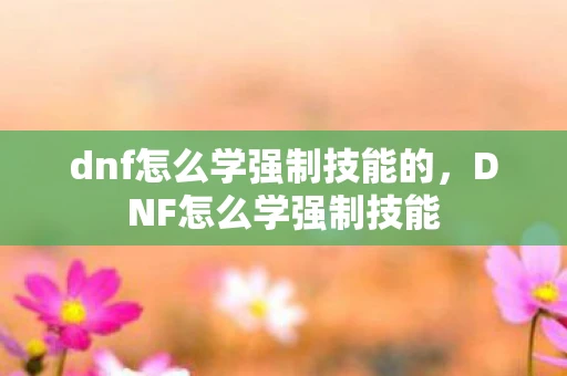 dnf怎么学强制技能的，DNF怎么学强制技能