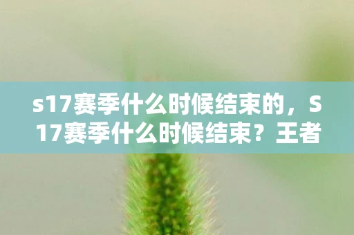 s17赛季什么时候结束的，S17赛季什么时候结束？王者荣耀赛季时间详解