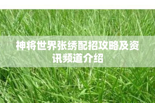 神将世界张绣配招攻略及资讯频道介绍图片