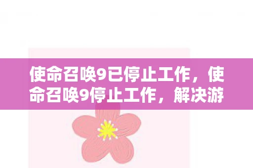 使命召唤9已停止工作，使命召唤9停止工作，解决游戏崩溃的实用指南