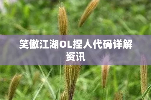 笑傲江湖OL捏人代码详解资讯图片
