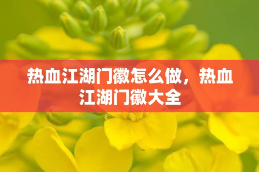 热血江湖门徽怎么做，热血江湖门徽大全