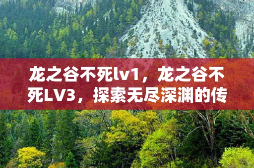 龙之谷不死lv1，龙之谷不死LV3，探索无尽深渊的传奇之旅