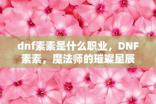 dnf素素是什么职业,DNF素素,魔法师的璀璨星辰 dnf素素是什么职业,DNF素素,魔法师的璀璨星辰