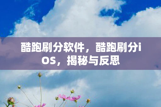 酷跑刷分软件，酷跑刷分iOS，揭秘与反思