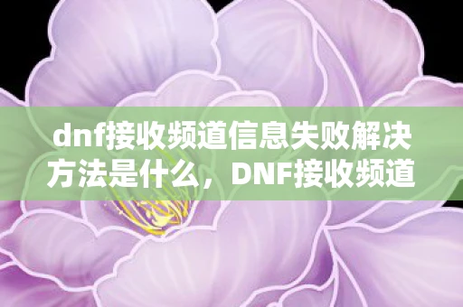 dnf接收频道信息失败解决方法是什么，DNF接收频道信息失败解决方法