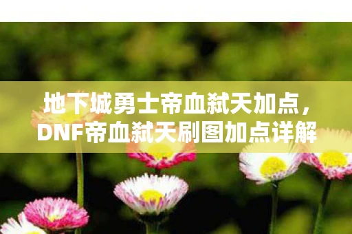 地下城勇士帝血弑天加点，DNF帝血弑天刷图加点详解