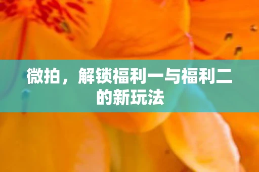 微拍，解锁福利一与福利二的新玩法