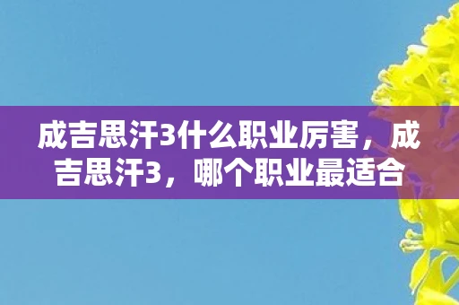 成吉思汗3什么职业厉害，成吉思汗3，哪个职业最适合你？