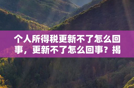 个人所得税更新不了怎么回事，更新不了怎么回事？揭秘软件更新的常见问题与解决方案