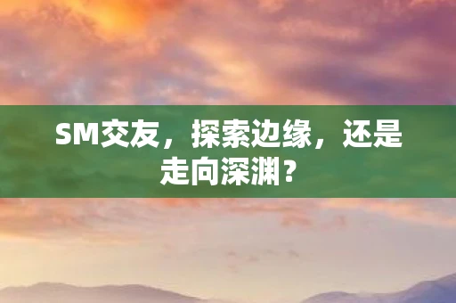 SM交友，探索边缘，还是走向深渊？