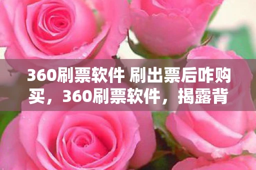 360刷票软件 刷出票后咋购买，360刷票软件，揭露背后的真相与风险