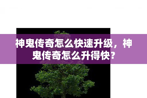 神鬼传奇怎么快速升级，神鬼传奇怎么升得快？