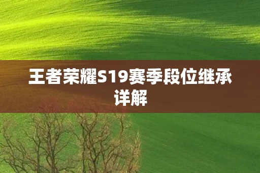 王者荣耀S19赛季段位继承详解图片