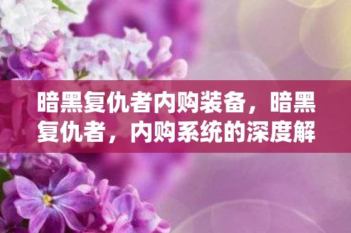暗黑复仇者内购装备，暗黑复仇者，内购系统的深度解析与策略指南