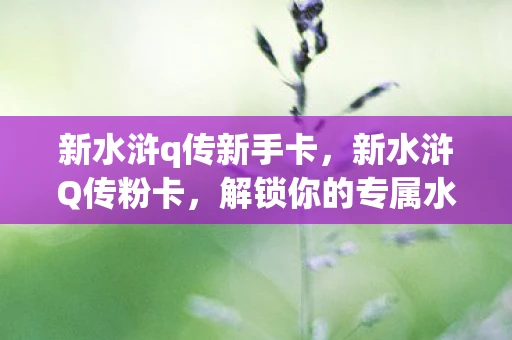新水浒q传新手卡,新水浒Q传粉卡,解锁你的专属水浒世界 新水浒q传新手卡,新水浒Q传粉卡,解锁你的专属水浒世界