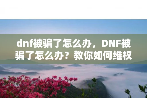 dnf被骗了怎么办,DNF被骗了怎么办?教你如何维权与防范 dnf被骗了怎么办,DNF被骗了怎么办?教你如何维权与防范