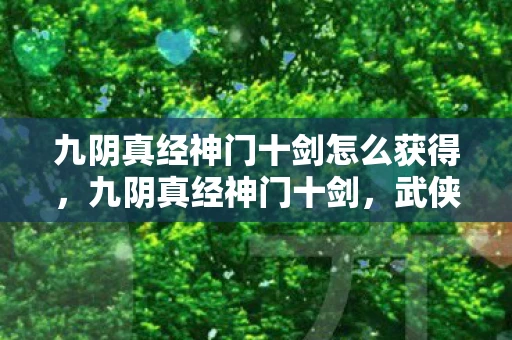 九阴真经神门十剑怎么获得，九阴真经神门十剑，武侠世界中的绝世剑法