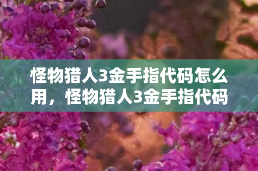 怪物猎人3金手指代码怎么用,怪物猎人3金手指代码,解锁无限可能的冒险之旅 怪物猎人3金手指代码怎么用,怪物猎人3金手指代码,解锁无限可能的冒险之旅