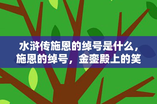 水浒传施恩的绰号是什么,施恩的绰号,金銮殿上的笑面虎 水浒传施恩的绰号是什么,施恩的绰号,金銮殿上的笑面虎