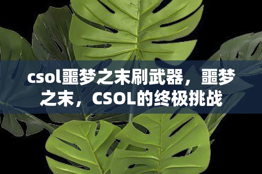csol噩梦之末刷武器，噩梦之末，CSOL的终极挑战