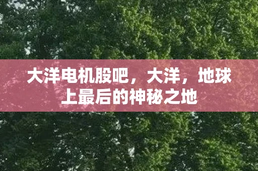大洋电机股吧，大洋，地球上最后的神秘之地