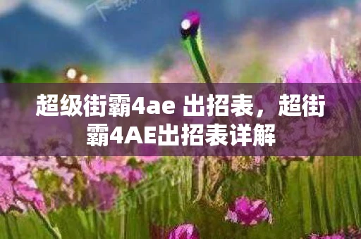 超级街霸4ae 出招表，超街霸4AE出招表详解