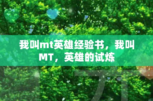我叫mt英雄经验书,我叫MT,英雄的试炼 我叫mt英雄经验书,我叫MT,英雄的试炼