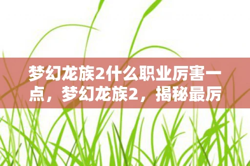 梦幻龙族2什么职业厉害一点,梦幻龙族2,揭秘最厉害的职业 梦幻龙族2什么职业厉害一点,梦幻龙族2,揭秘最厉害的职业