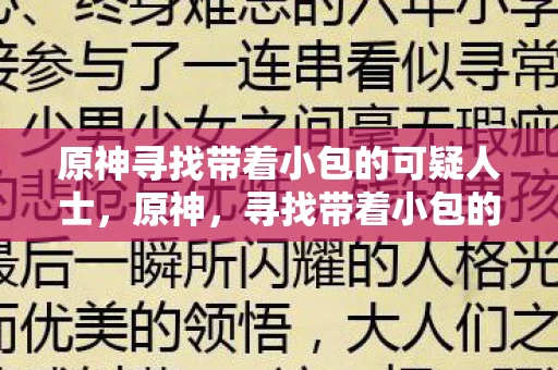 原神寻找带着小包的可疑人士，原神，寻找带着小包的可疑人士
