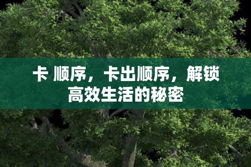 卡 顺序，卡出顺序，解锁高效生活的秘密