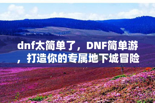 dnf太简单了，DNF简单游，打造你的专属地下城冒险之旅