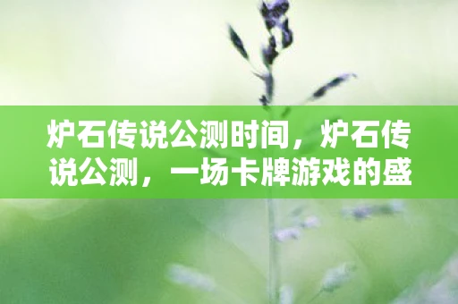 炉石传说公测时间，炉石传说公测，一场卡牌游戏的盛宴