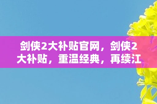 剑侠2大补贴官网，剑侠2大补贴，重温经典，再续江湖情缘