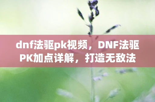 dnf法驱pk视频，DNF法驱PK加点详解，打造无敌法驱，称霸PK场