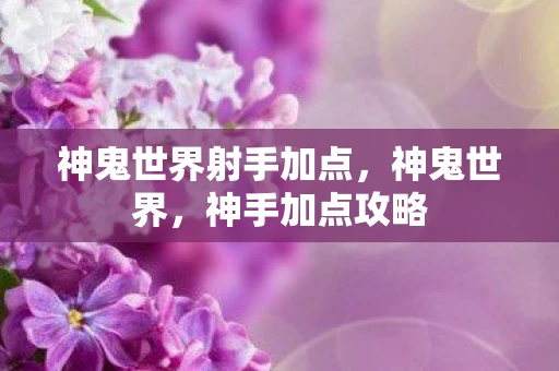 神鬼世界射手加点,神鬼世界,神手加点攻略 神鬼世界射手加点,神鬼世界,神手加点攻略